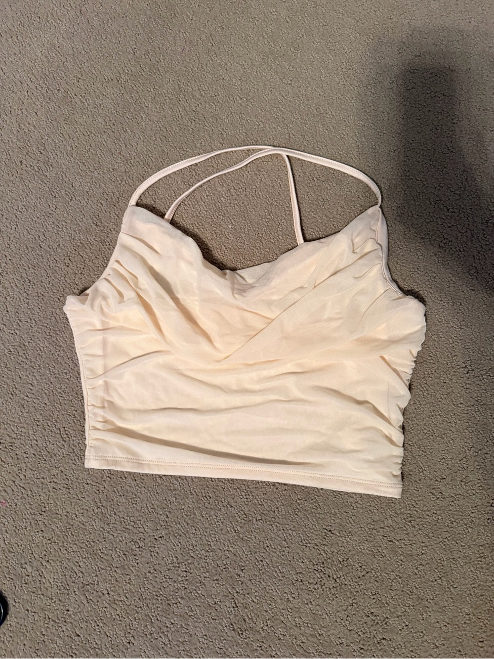 Women’s Blush Pink Ruched Spaghetti-Strap Crop Top